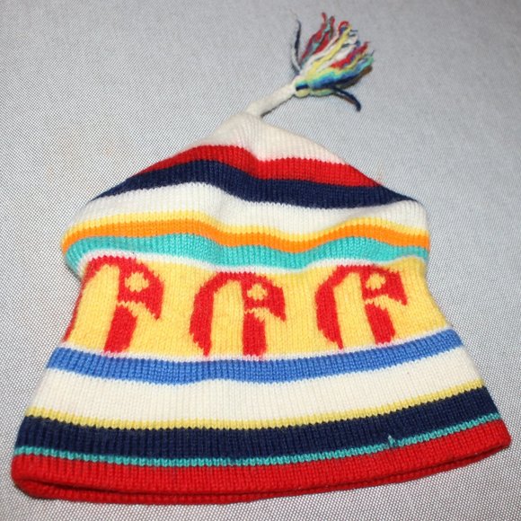 FREE❤️vintage Murray Merkley kids beanie winter wool hat Horus falcon bird motif - Picture 2 of 14